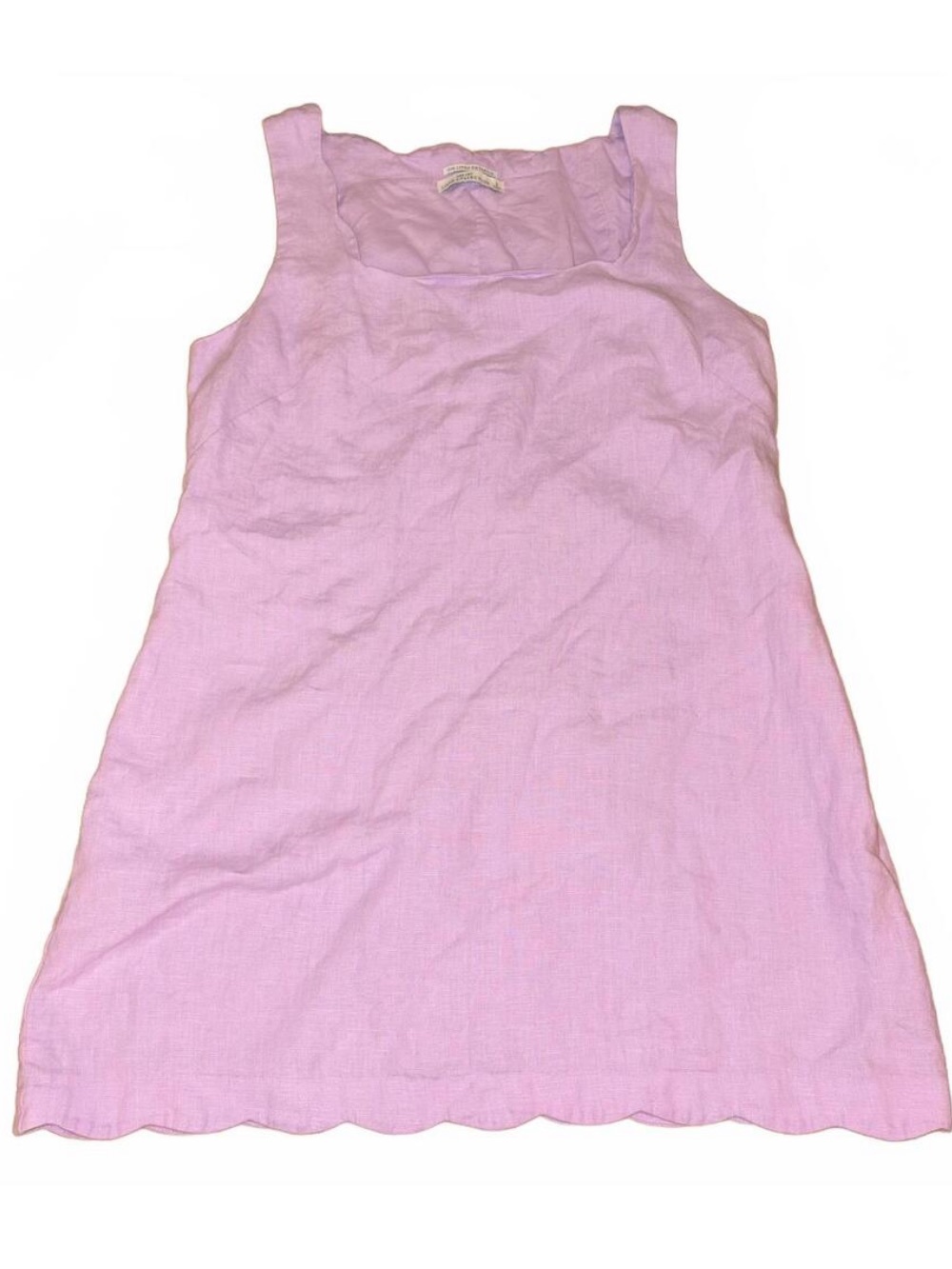 Abercrombie lavender linen sleeveless dress with scalloped detail